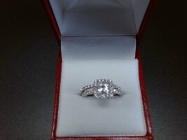 14k White Gold Princess Cut Wedding Set