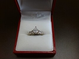 14k White Gold Engagement Ring Pear Diamond