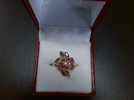 14k Ruby Cluster Ring 