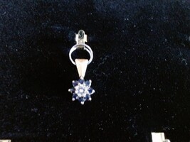 14kt Sapphire and Diamond Flower Pendant