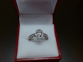 14k White Gold Solitaire Halo Engagement Ring