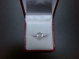  14kt White Gold Female Oval Diamond Engagement Ring 